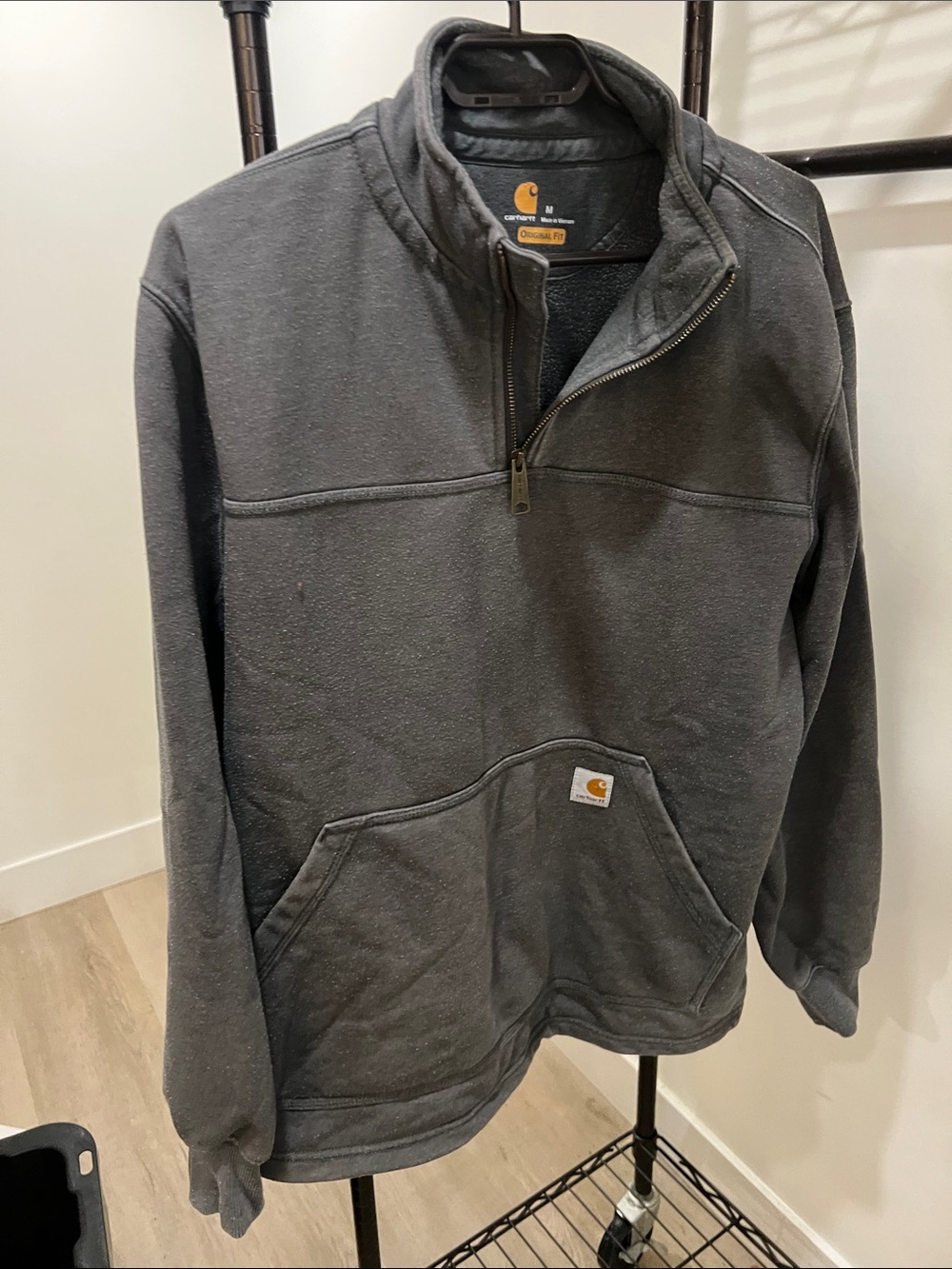 Carhartt Men's Charcoal Gray Half-Zip Pullover Sweatshirt